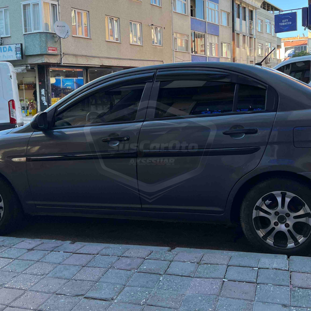 Hyundai Accent Era 2006-2012 Uyumlu Mugen Cam Rüzgarlığı Seti Piano Black 4'lü İthal image 5