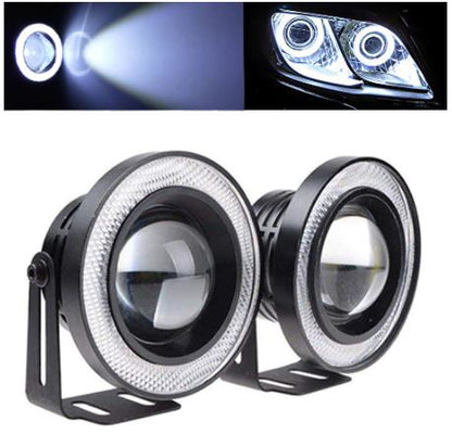 Üniversal Mercekli Angel Sis Farı Metal Su Geçirmez 76 mm Beyaz Halkalı Angel Eyes image 0