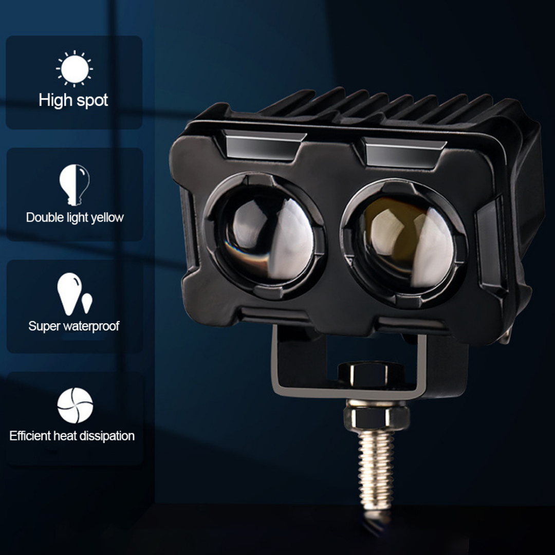 Robot Sis Farı Çift Renk Sarı-Beyaz Araç Motosiklet Off Road Led Lamba Çift Gözlü Projektör 50W Metal Arazi Çalışma Lambası 1 Adet image 8
