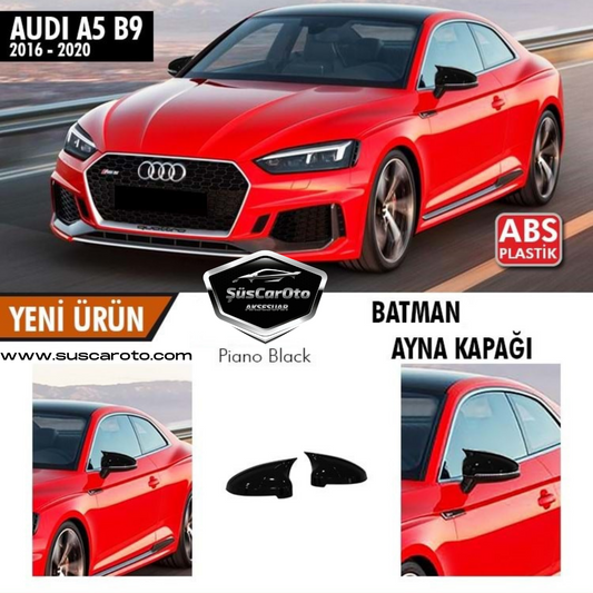 Audi A5 B9 Sinyalli 2016-2020 Batman Yarasa Ayna Kapağı Piano Black ABS Plastik image 0