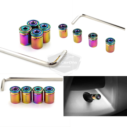 Kilitlemeli Sibop Kapağı Alyanlı Sibop Kapağı Araba Motosiklet Bisiklet Metal Sıkmalı Renkli Bukalemun 4 lü Set image 7