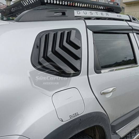Dacia Duster 2010-2017 Uyumlu Kelebek Cam Izgarası Kelebek Cam Vizörü Havalandırma Sağ Sol Takım Parlak Siyah image 0