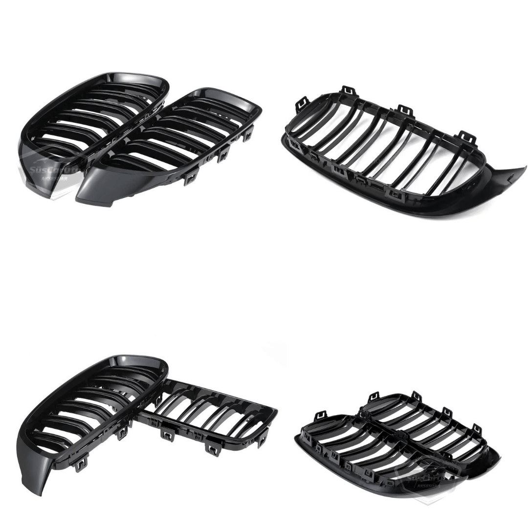 Bmw 4 Serisi F32 F33 F36 2013-2019 Uyumlu Ön Panjur Böbrek M4 Görünüm Izgara Çift Çizgi İthal Piano Black 1.Sınıf Sağ Sol Takım image 5