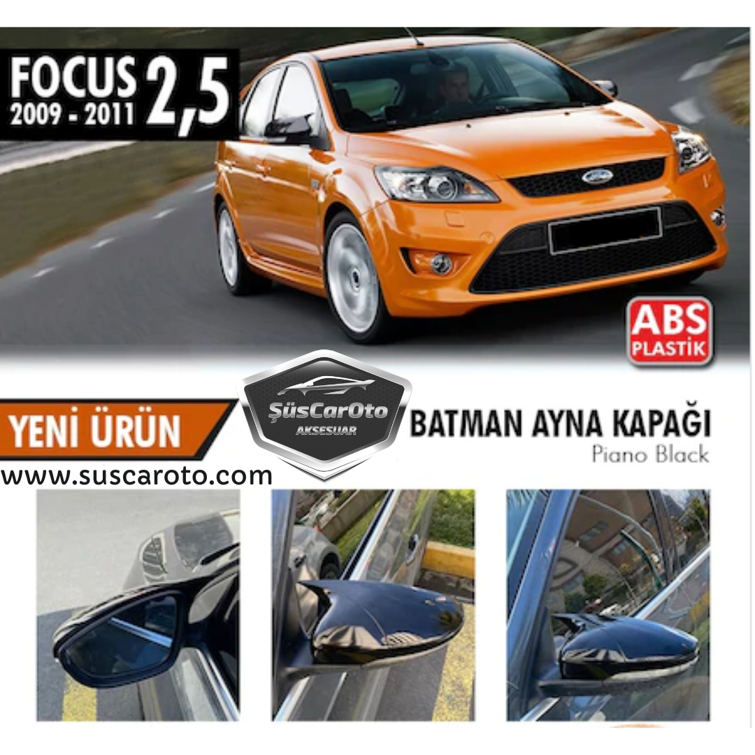 Ford Focus 2.5 2009-2011 Batman Yarasa Ayna Kapağı Piano Black ABS Plastik image 0
