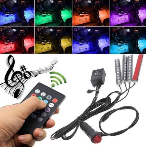 Müziğe Sese Duyarlı Ayak Altı Led Kumandalı RGB Ayak Aydınlatması 8 Renk 12V image 2