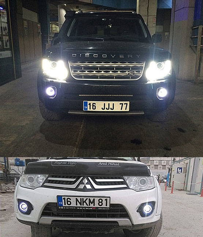 Üniversal Mercekli Angel Sis Farı Metal Su Geçirmez 76 mm Beyaz Halkalı Angel Eyes image 6