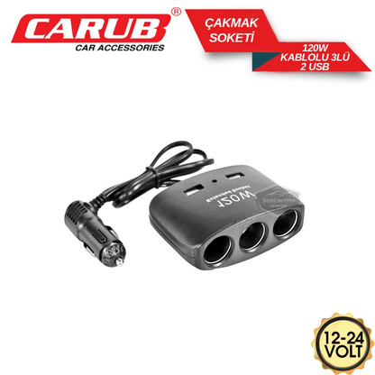 Üniversal 3 lü Çakmak Soketi 120W Çakmaklık Çoğaltıcı 2 Usb Araç Şarj Cihazı Çakmaklık Şarj Çakmak Çoklayıcı 12v/24v image 5