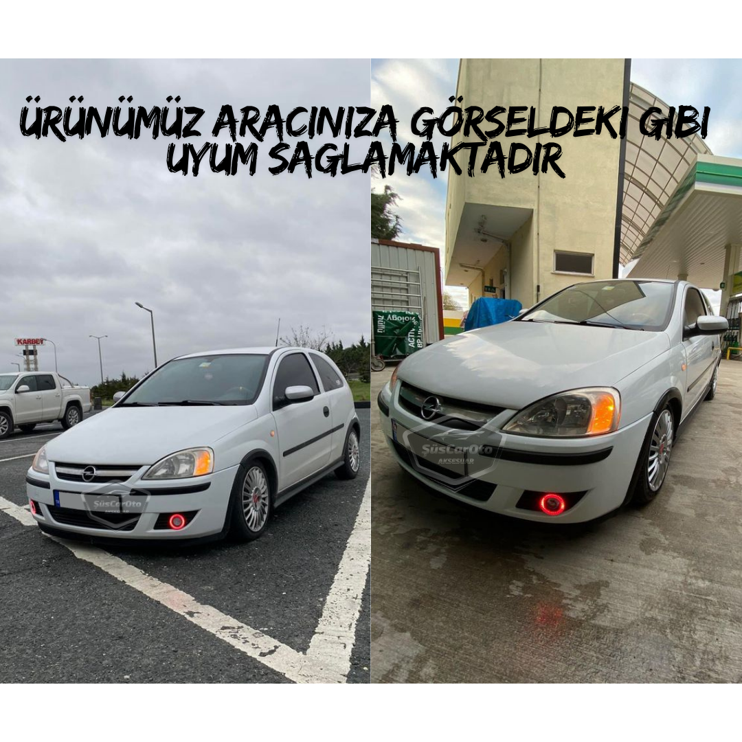 Opel Corsa C 2000-2006 Uyumlu Üniversal Mercekli Angel Sis Farı Metal Su Geçirmez 76 mm Buz Mavi Halkalı Gündüz Farı Angel Eyes 2 Adet image 2
