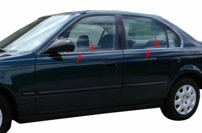 Honda Civic 2002-2006 Vtec2 Krom Cam Çıtası 4 Kapı 4 Parça P.Çelik image 1