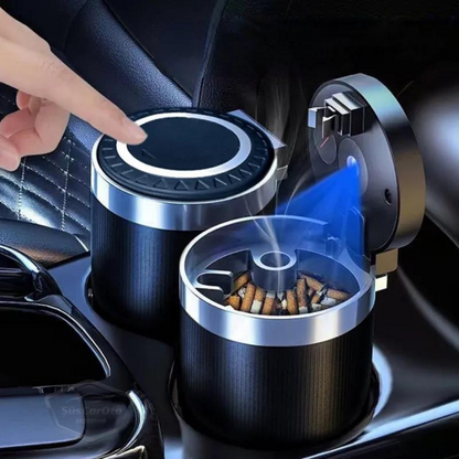 Üniversal Mavi Led Işıklı Yanmaz Koku Geçirmez Lüx Oto Küllük Dumansız Kapaklı Spor Araç İçi Küllük Araba Küllüğü Siyah image 0