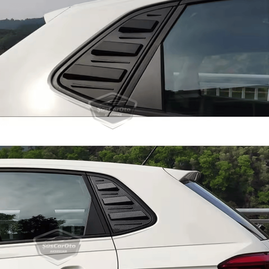 Vw Polo MK6 2018 Sonrası Uyumlu Kelebek Cam Izgarası Kelebek Cam Vizörü İthal Havalandırma Sağ Sol Takım Parlak Siyah 1.Sınıf image 2