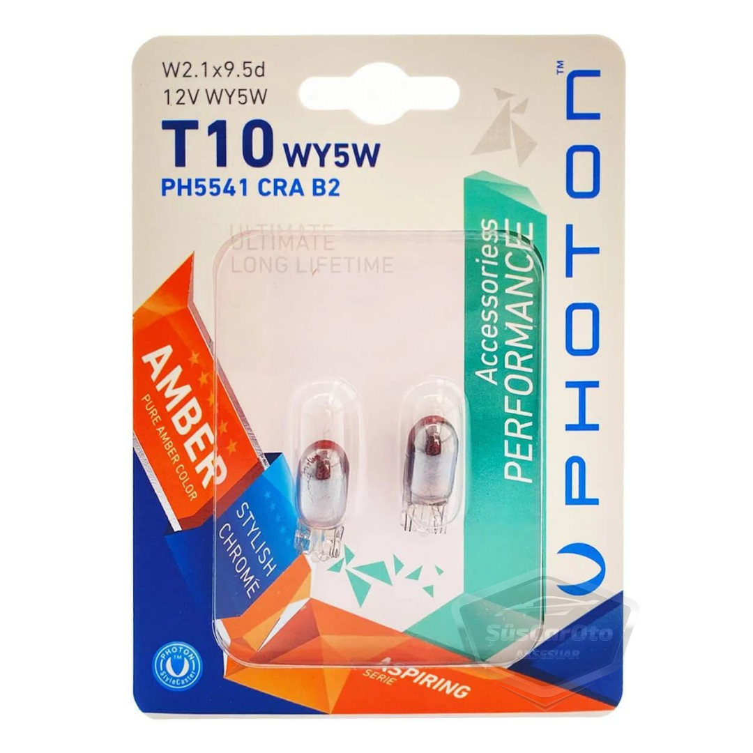 Photon Blister Minyatür Serisi Diadem Ampul Krom Amber Park Ampulü T10 WY5W 12V Turuncu Işık 2'li Takım image 0