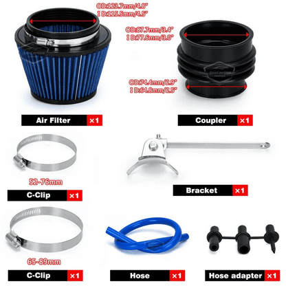 Honda Civic 1.6L EG EK 1992-2000 Uyumlu Performans &amp; Ses Arttırıcı Yüksek Akışlı Soğuk Spor Açık Hava Filtre Kiti Emme Borusu Set Bigtube +6 Hp 52-89 mm Siyah Mavi image 2