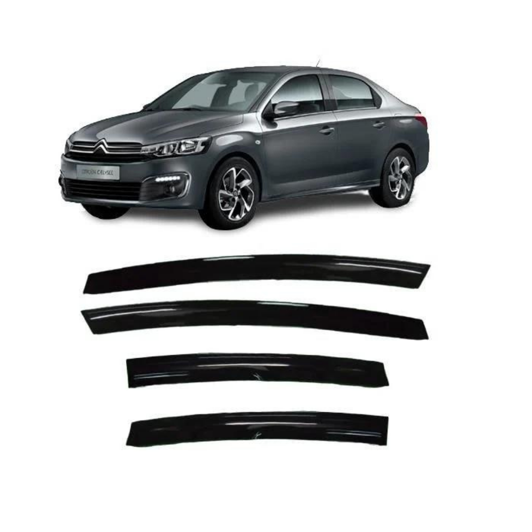 Citroen C Elysee 2012-2022 Uyumlu Mugen Cam Rüzgarlığı Seti Piano Black 4'lü İthal image 0