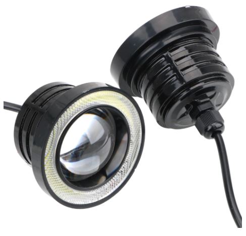 Üniversal Mercekli Angel Sis Farı Metal Su Geçirmez 76 mm Mavi Halkalı Angel Eyes image 4