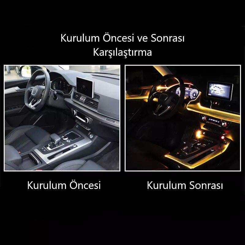 Araç İçi App Kontrollü RGB Atmosfer Ambiyans Led Neon Lamba 5 Parça 6 Metre image 7