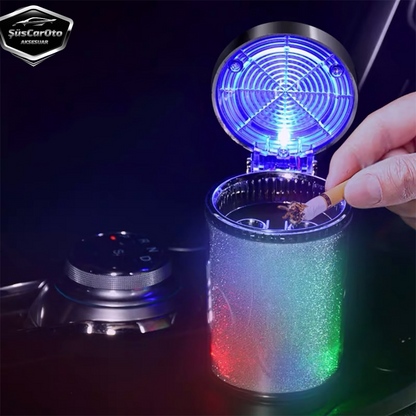 Üniversal 7 Renkli RGB Led Işıklı Lüx Oto Küllük Kapaklı Spor Araç İçi Küllük Araba Küllüğü image 1
