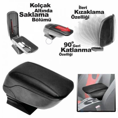 Her Araca Uygun Sürgülü Kol Dayama Kolçağı Oto Araç Kolçak Siyah image 4