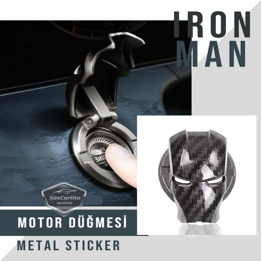 Start Stop Tuşu Kapağı Iron Man Metal Tuş Koruyucu Dekoratif Özel Çinko Alaşım Karbon image 0
