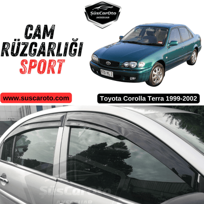 Toyota Corolla Terra 1999-2002 Uyumlu Mugen Cam Rüzgarlığı Seti Piano Black 4'lü İthal Parlak Siyah image 0