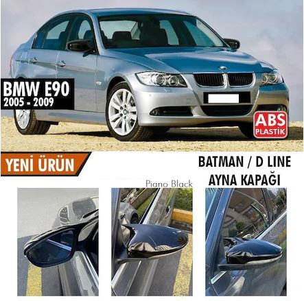 BMW E90 Makyajsız Kasa 2005-2009 Batman Yarasa Ayna Kapağı Piano Black ABS Plastik image 0