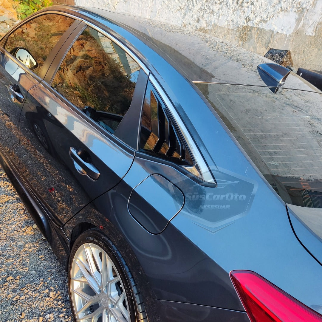 Honda Civic Fe1 2022 Sonrası Uyumlu Kelebek Cam Izgarası Kelebek Cam Vizörü Havalandırma Sağ Sol Takım Parlak Siyah image 2