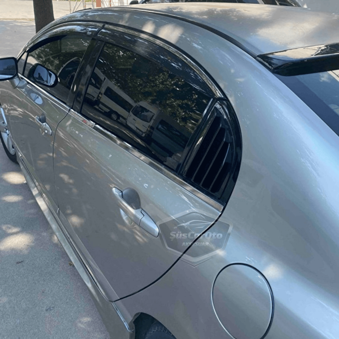 Honda Civic FD6 2006-2011 Uyumlu Kelebek Cam Izgarası Kelebek Cam Vizörü Havalandırma Sağ Sol Takım Parlak Siyah image 5