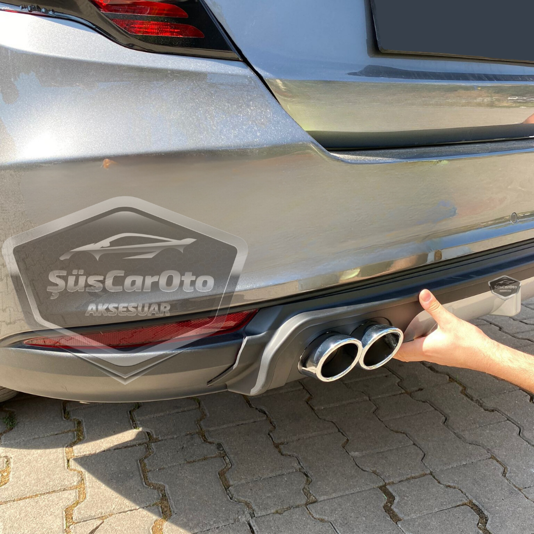 Fiat Egea Sedan 2015 Sonrası Araca Özel Siyah Arka Difüzör 4 Krom Egzoz Çıkışlı Arka Tampon Eki İthal 1.Sınıf image 3