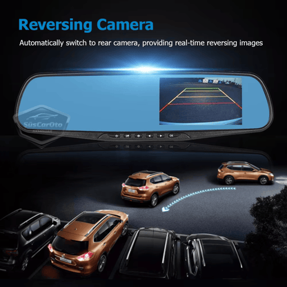 Ön ve Arka Kameralı Dikiz Aynası Geri Görüş Kameralı 4.3" 1080P Full HD Kayıt Çarpışma Algılayıcı Sensörlü Gece Görüşlü Park Sensörü Sesli Yol Kayıt image 7