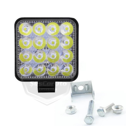 12V-24V Kare Çalışma Lambası 16 Led  Off Road Led Lamba Traktör Kamyon Tır Motosiklet Sis Farı Beyaz Projektör 48 Watt 11 cm 1 Adet image 4