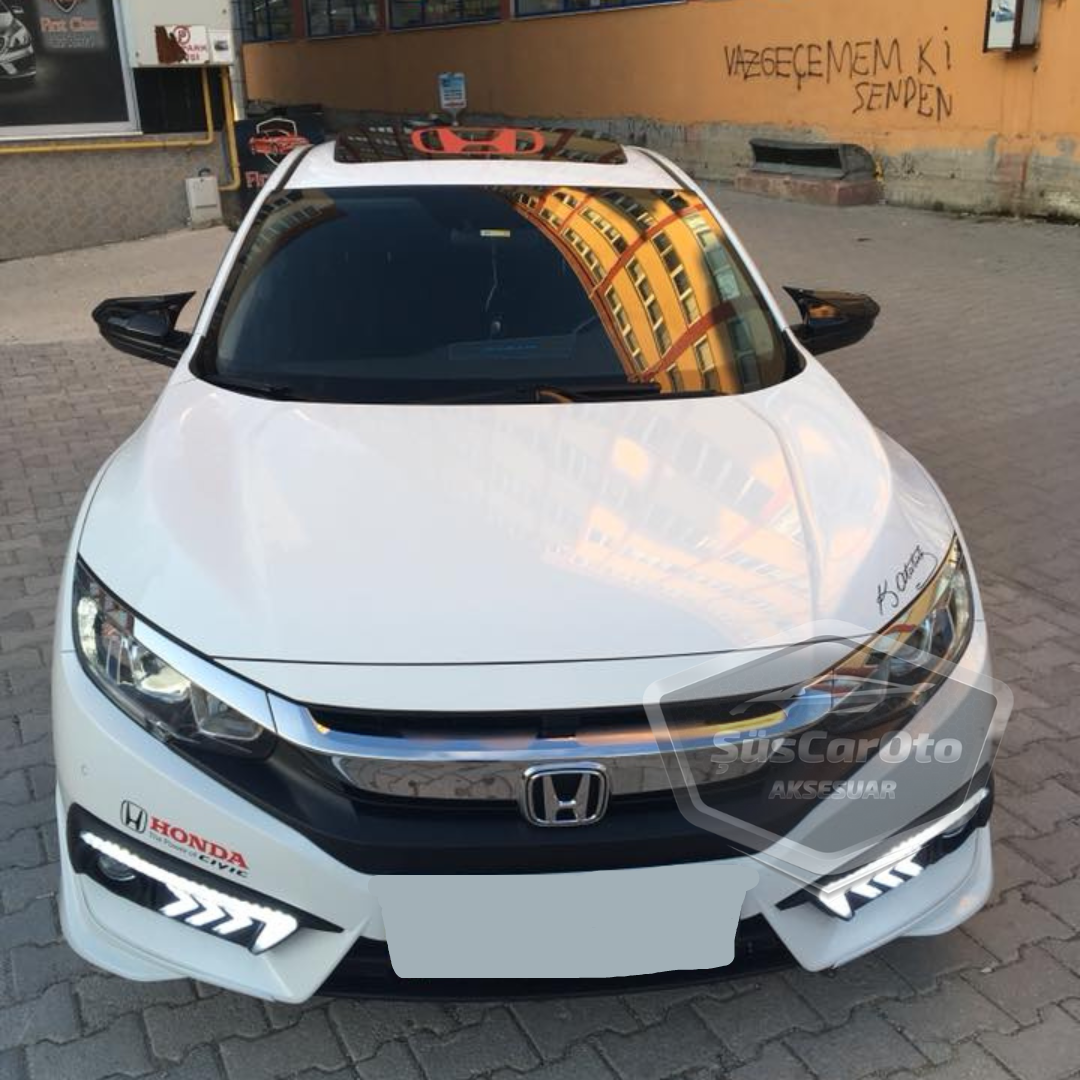Honda Civic FC5 FK7 2016-2021 Batman Yarasa Ayna Kapağı Piano Black ABS Plastik image 6