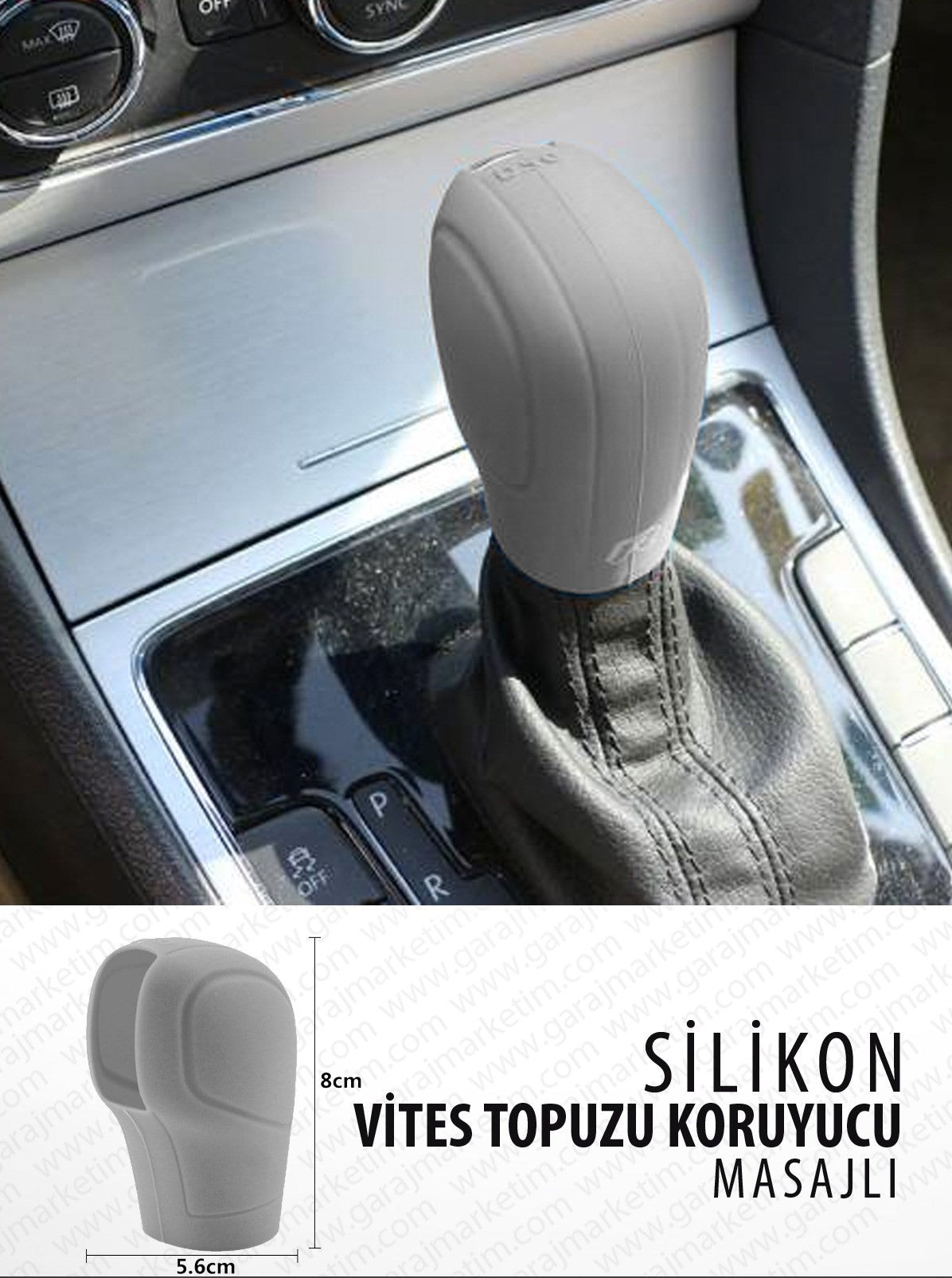 Volkswagen Seat Skoda Golf DSG Silikon Vites Topuz Kılıfı Gri image 0