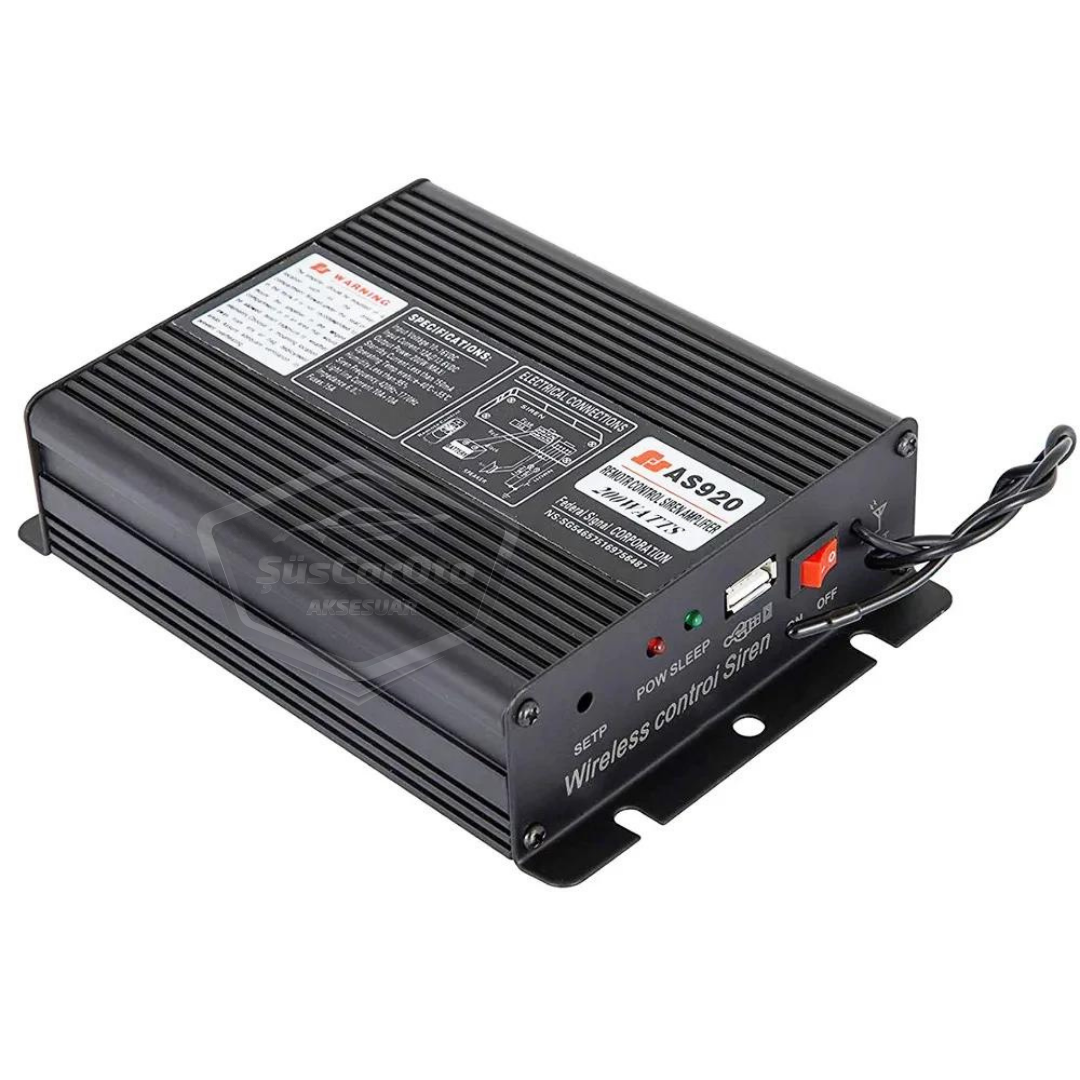 Profesyonel Polis Sireni Uzaktan Kumandalı Güçlü Siren Kablosuz Wireless Kontrol Korna Megafonlu Mikrofonlu Metal 200W 12V AS920 image 9