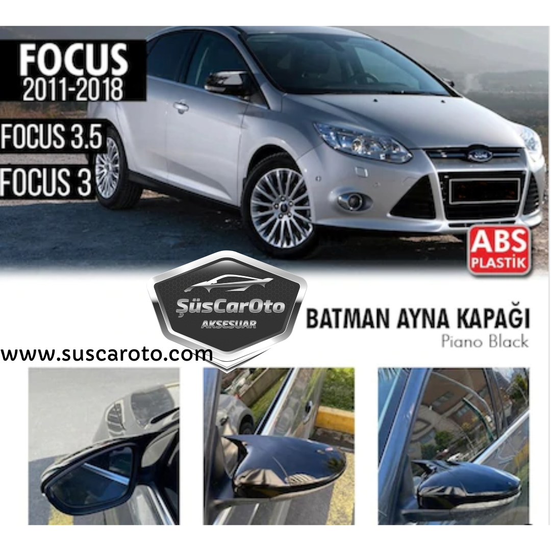 Ford Focus 3 3.5 2011-2018 Batman Yarasa Ayna Kapağı Piano Black ABS Plastik image 0