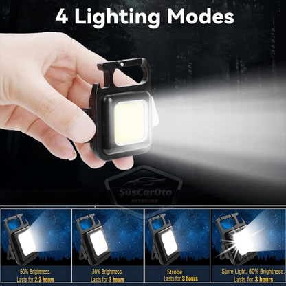 30 Ledli Mini El Feneri 4 Modlu Flash Çok Amaçlı Anahtarlık Su Geçirmez Şarjlı Mıknatıslı Led Işık Fonksiyonel Kamp Cep Işığı 1000 Lümen image 5