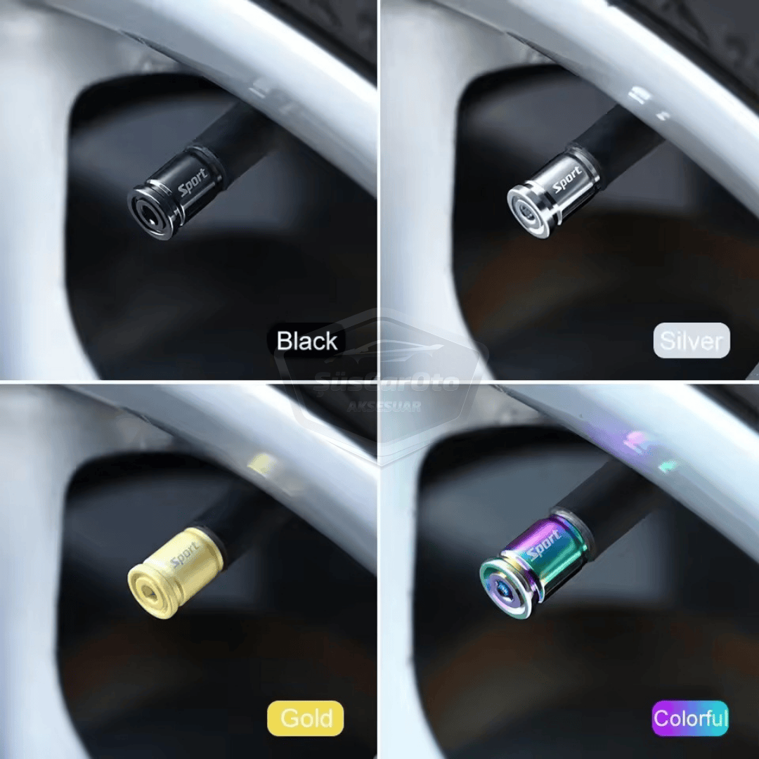 Kilitlemeli Sibop Kapağı Alyanlı Sibop Kapağı Araba Motosiklet Bisiklet Metal Sıkmalı Gold Altın 4 lü Set image 8