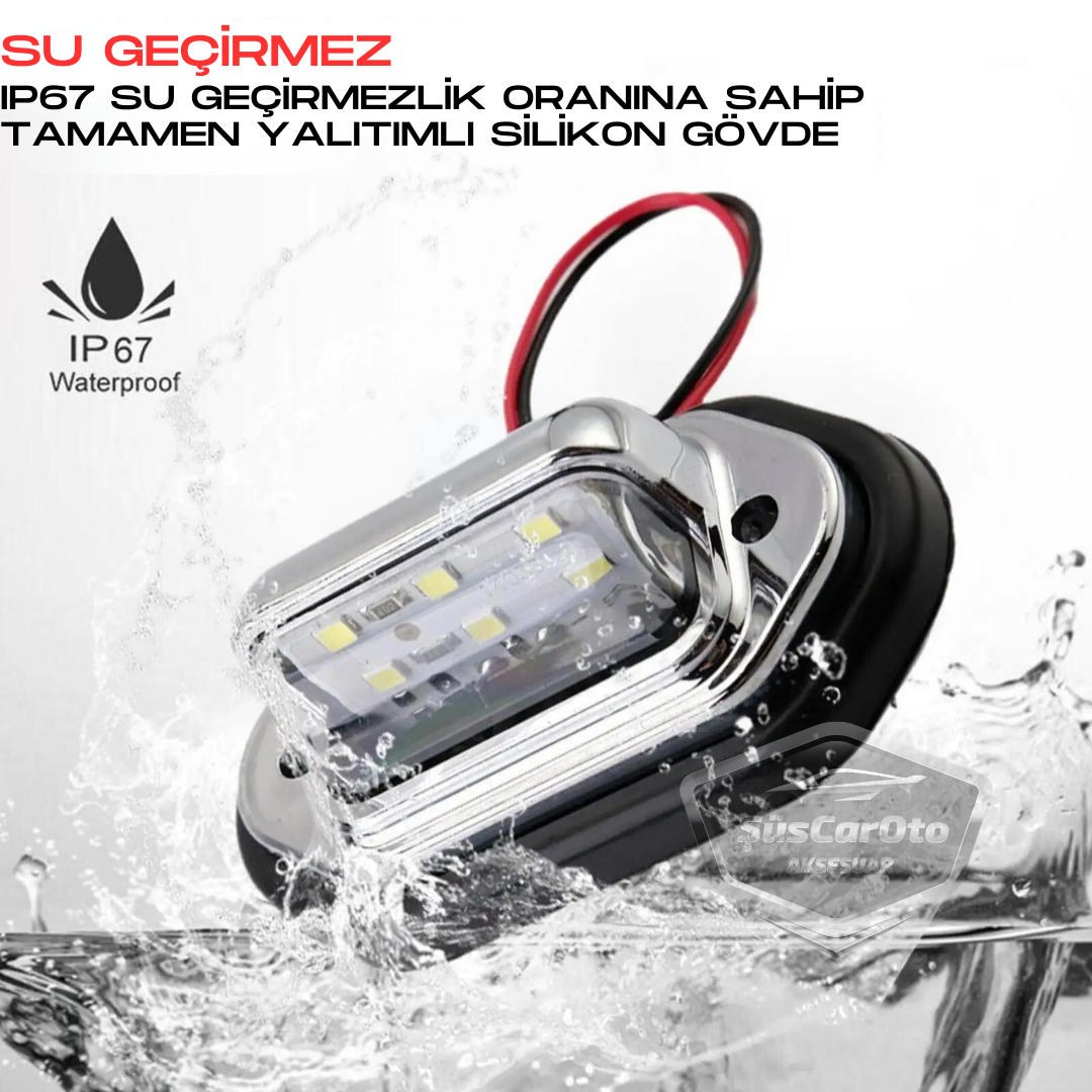 Üniversal Plaka Lambası 6 Led Güçlü Işık Su Geçirmez Krom Araç Plaka Işığı Ultra Parlak Oto Aydınlatma 12/24V 2 Adet image 2
