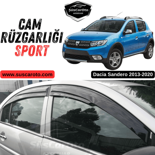 Dacia Sandero 2013-2020 Uyumlu Mugen Cam Rüzgarlığı Seti Piano Black 4'lü İthal Parlak Siyah image 0