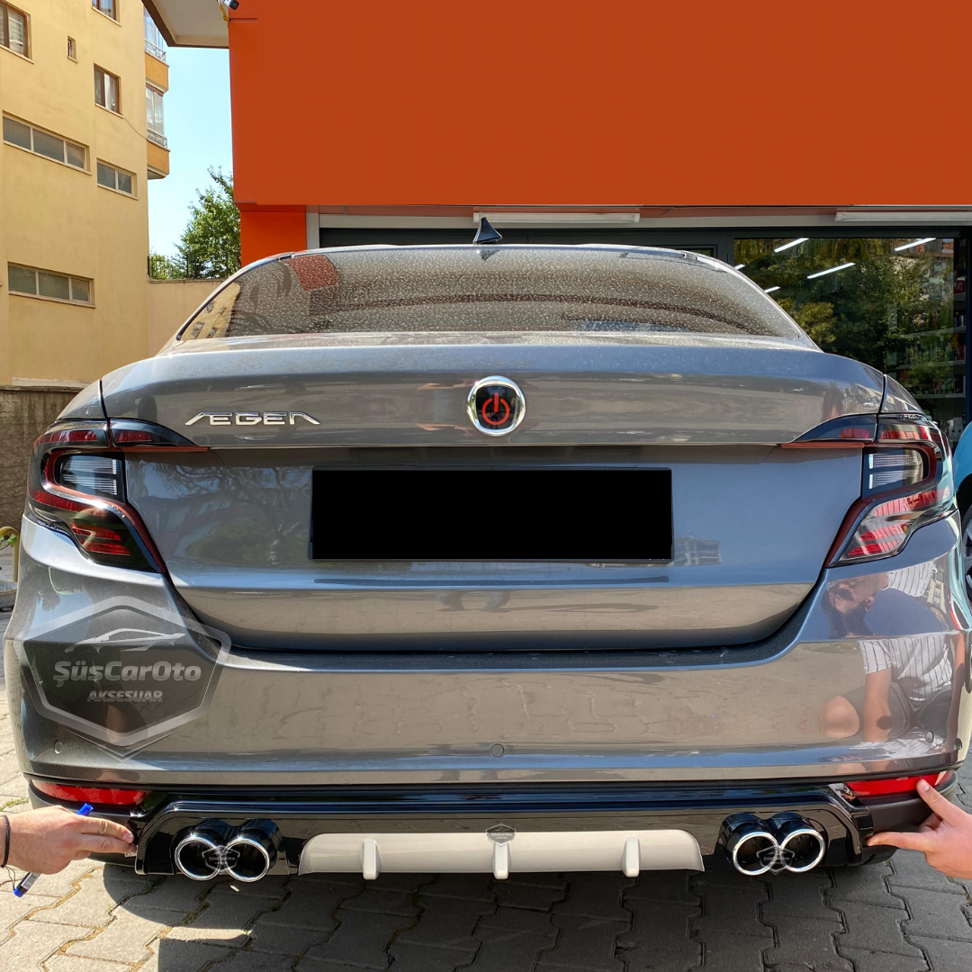 Fiat Egea Sedan 2015 Sonrası Araca Özel Piano Black Arka Difüzör 4 Krom Egzoz Çıkışlı Parlak Siyah Arka Tampon Eki İthal 1.Sınıf image 2