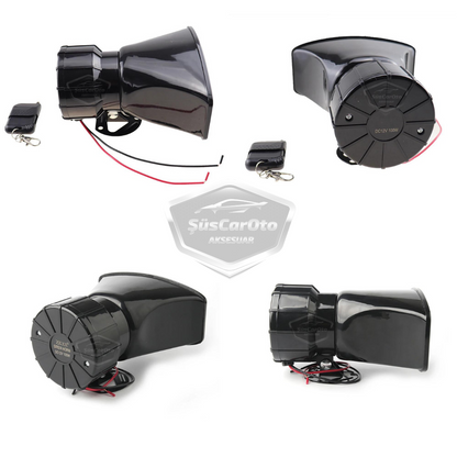 Her Araca Uyumlu Üniversal Uzaktan Kumandalı Siren 8 Farklı Siren Sesi Korna Güçlü Polis Sireni 12V 100W image 1
