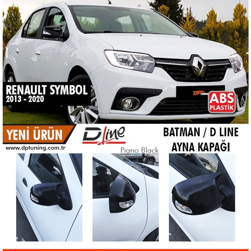 Renault Symbol 2013-2020 Batman Yarasa Ayna Kapağı Piano Black ABS Plastik image 0