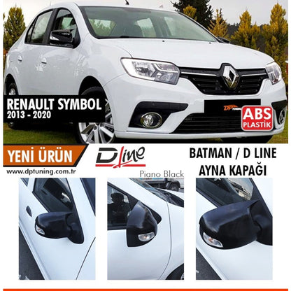 Renault Symbol 2013-2020 Batman Yarasa Ayna Kapağı Piano Black ABS Plastik image 0