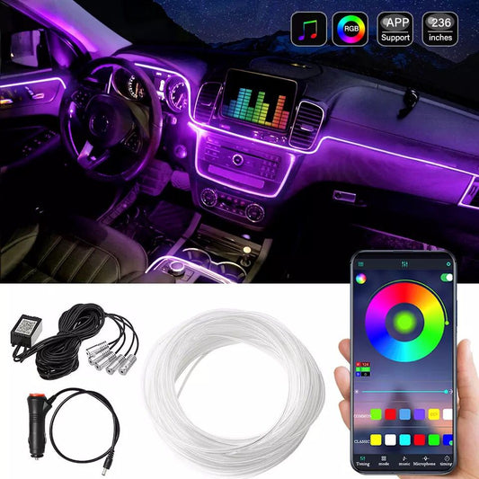 Araç İçi App Kontrollü RGB Atmosfer Ambiyans Led Neon Lamba 5 Parça 6 Metre image 0