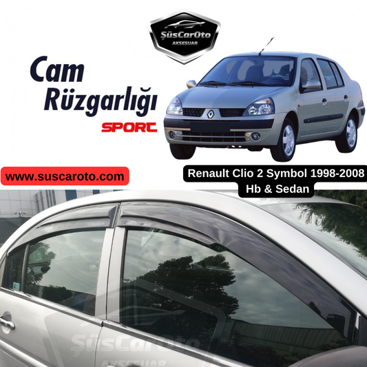 Renault Clio 2 Symbol Hb&amp;Sedan 1998-2008 Uyumlu Mugen Cam Rüzgarlığı Seti Piano Black 4'lü İthal image 0