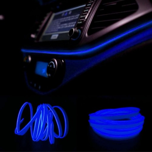 Araç Araba İçi Torpido Ledi Renkli İp Neon Led 2 Metre Mavi image 1