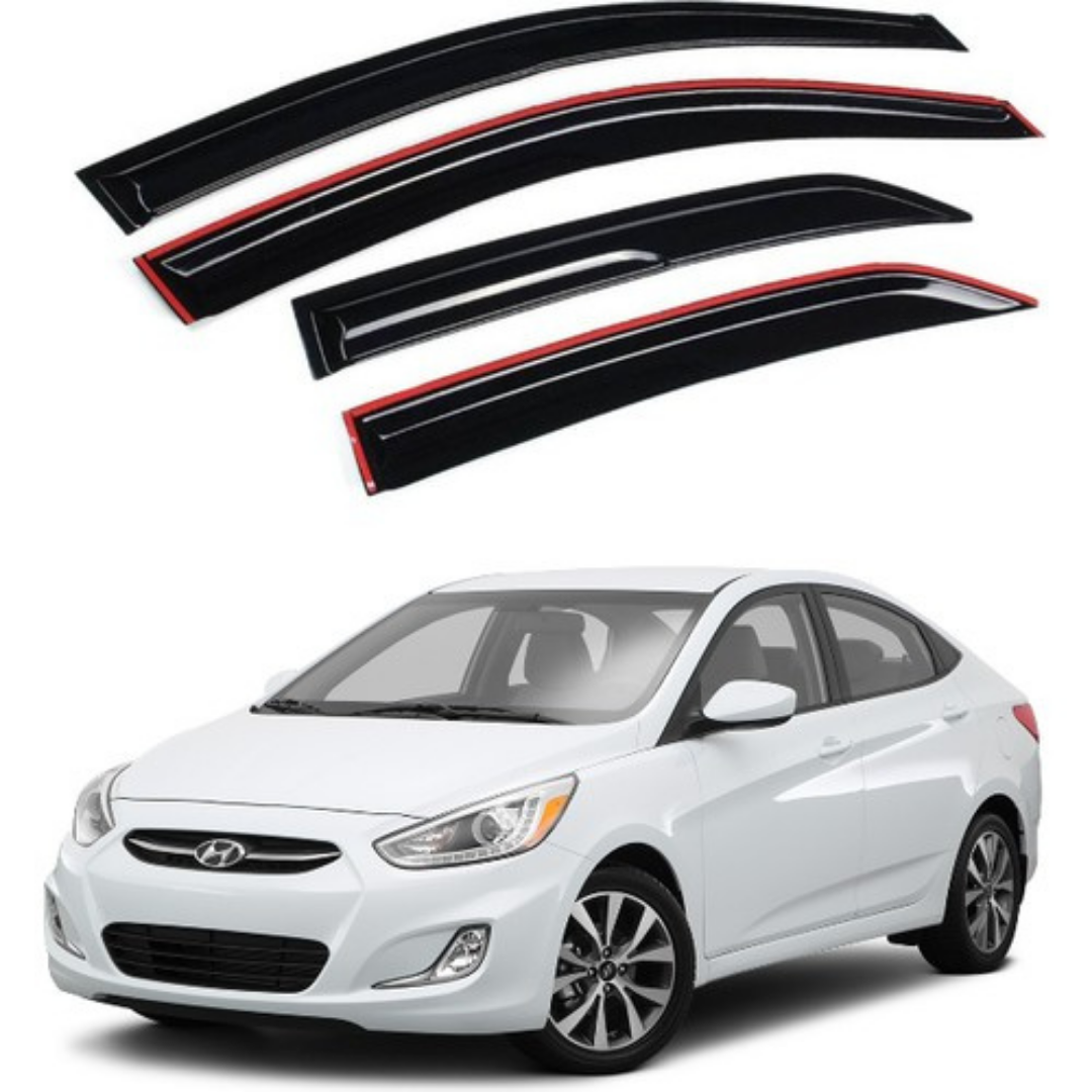 Hyundai Accent Blue 2011-2018 Uyumlu Mugen Cam Rüzgarlığı Seti Piano Black 4'lü İthal image 0
