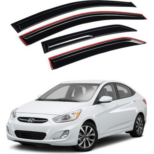 Hyundai Accent Blue 2011-2018 Uyumlu Mugen Cam Rüzgarlığı Seti Piano Black 4'lü İthal image 0