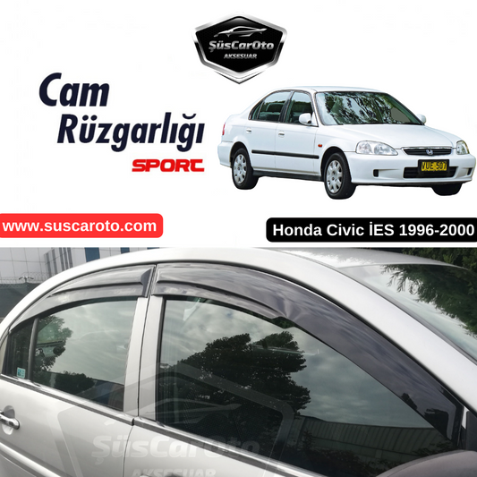 Honda Civic İES EK 1996-2000 Uyumlu Mugen Cam Rüzgarlığı Seti Piano Black 4'lü İthal image 0