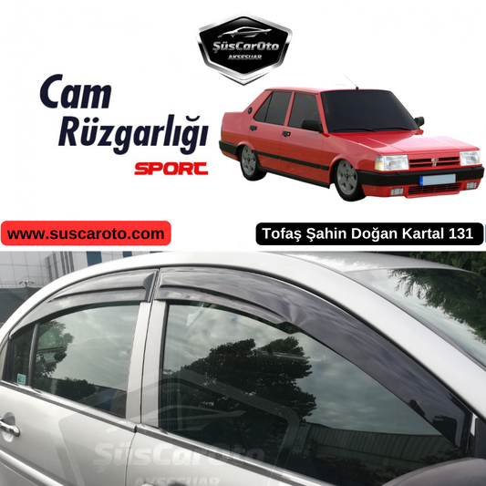 Tofaş Şahin Doğan Kartal 131 Uyumlu Mugen Cam Rüzgarlığı Seti Piano Black 4'lü İthal image 0
