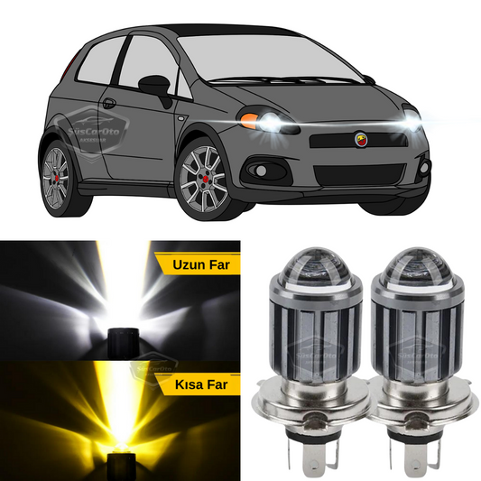 Fiat Punto 2006-2018 Uyumlu Mercekli Far Ampulü Led Xenon Çift Renk Sarı-Beyaz Far Şimşek Etkili CSP Led Lamba Uzun Kısa 2 Adet Takım image 0